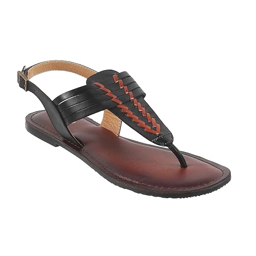 Metro Women Black Synthetic Leather Flat Sandal UK/8 EU/41 (33-438) - Image 2