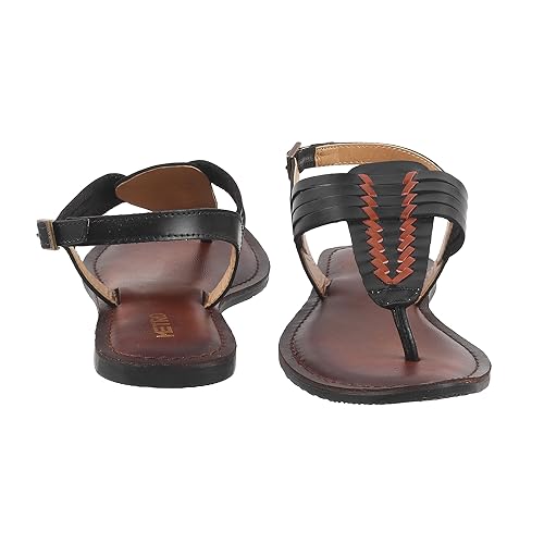 Metro Women Black Synthetic Leather Flat Sandal UK/8 EU/41 (33-438) - Image 5