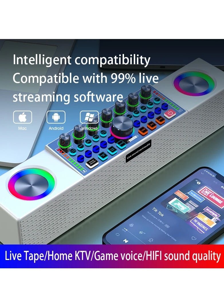 SY8 Sound Card Set 12 Kinds Of Electric Sounds HIFI Sound Quality 3D Stereo 10 Ambient Sounds Bluetooth Sound Card And Sound System In One Live Broadcast Game KTV Smart Phone Sound