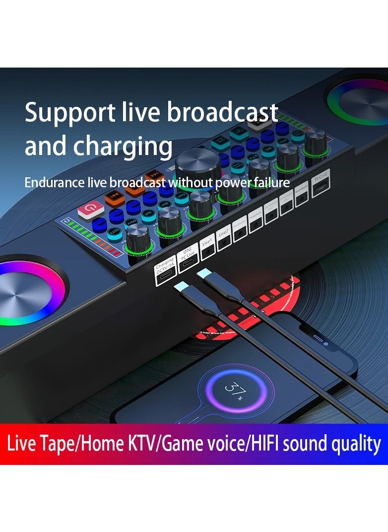 SY8 Sound Card Set 12 Kinds Of Electric Sounds HIFI Sound Quality 3D Stereo 10 Ambient Sounds Bluetooth Sound Card And Sound System In One Live Broadcast Game KTV Smart Phone Sound