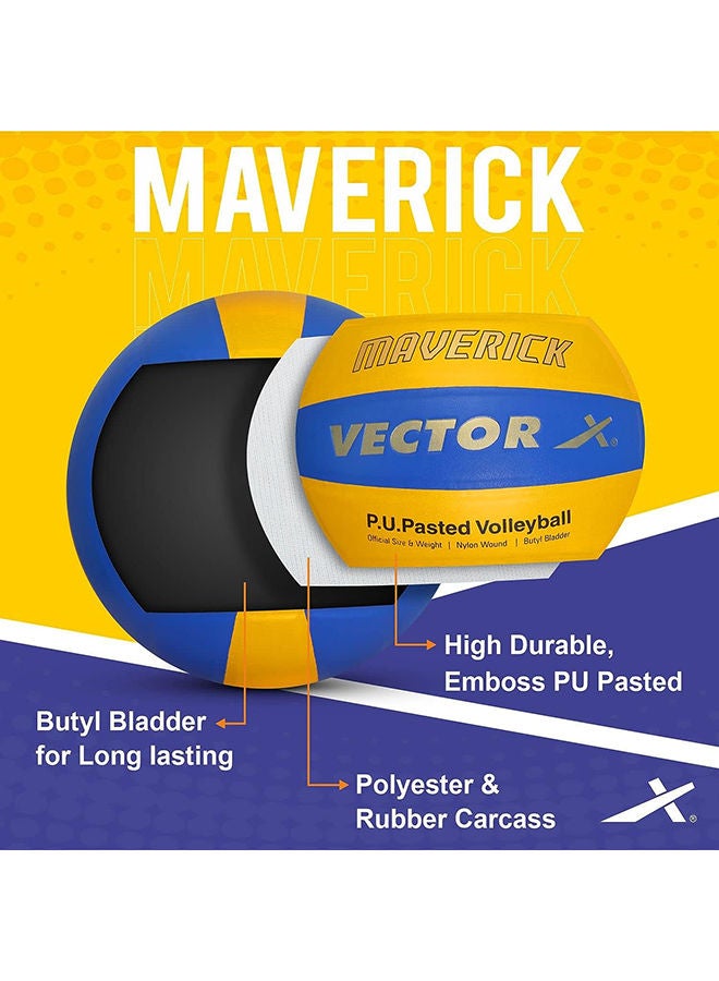 Vector X Maverick-18P PU Volley Ball | Size: 4 | Material Polyurethane (PU) | 18 Panels Volleyball Ball | All Weather Proof | Butyl Bladder | Nylon Wound - Image 2