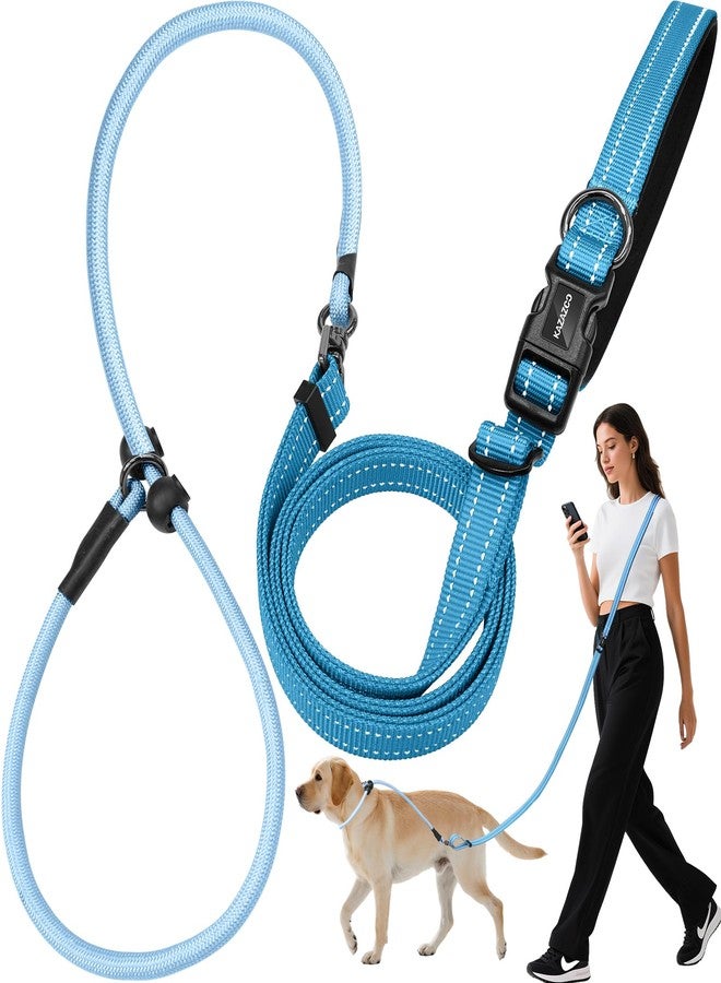 Kazazoo Slip Lead Dog Leash, Hands-Free No Pull Training Leash with Padded Handle for Medium Large Heavy Duty Dogs, Blue - Image 1