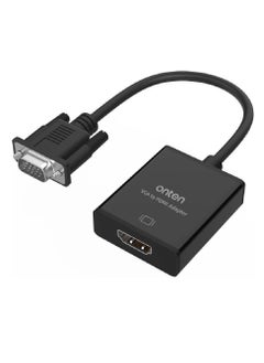 onten VGA to HDMI Adapter, Onten 1080P VGA to HDMI (Male to Female) for Computer, Desktop, Laptop, PC, Monitor, Projector, HDTV with Audio Cable and USB Cable (Black)  - Image 1