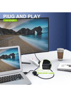 onten VGA to HDMI Adapter, Onten 1080P VGA to HDMI (Male to Female) for Computer, Desktop, Laptop, PC, Monitor, Projector, HDTV with Audio Cable and USB Cable (Black)  - Image 3