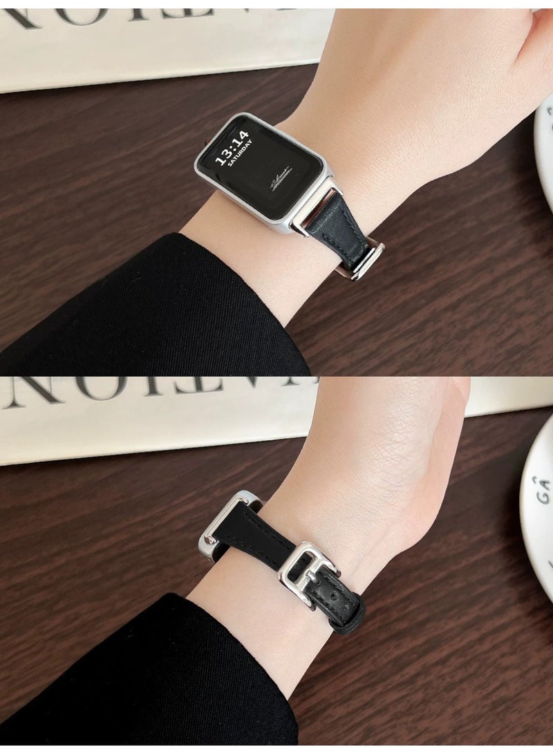 OLYSON Leather Replacement Bands Compatible with Huawei Band 8/9/10 – Leather Simple Light Luxury New Women's Sports Watch Band - Image 2