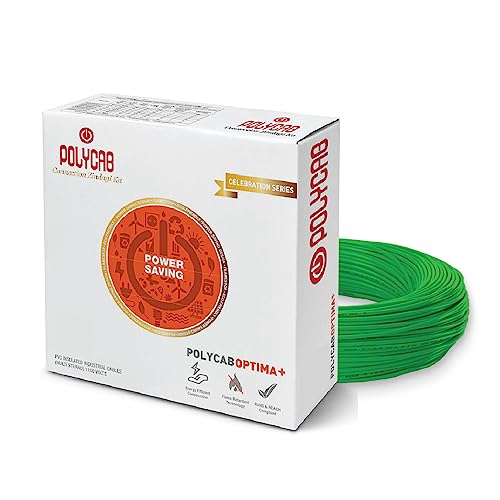 Polycab OPTIMA+ 1sqmm 90M coil | Flame Retardant | Lead free | 99.97% high purity copper | Rodent protection | PVC insulated housewire [Green] - Image 1