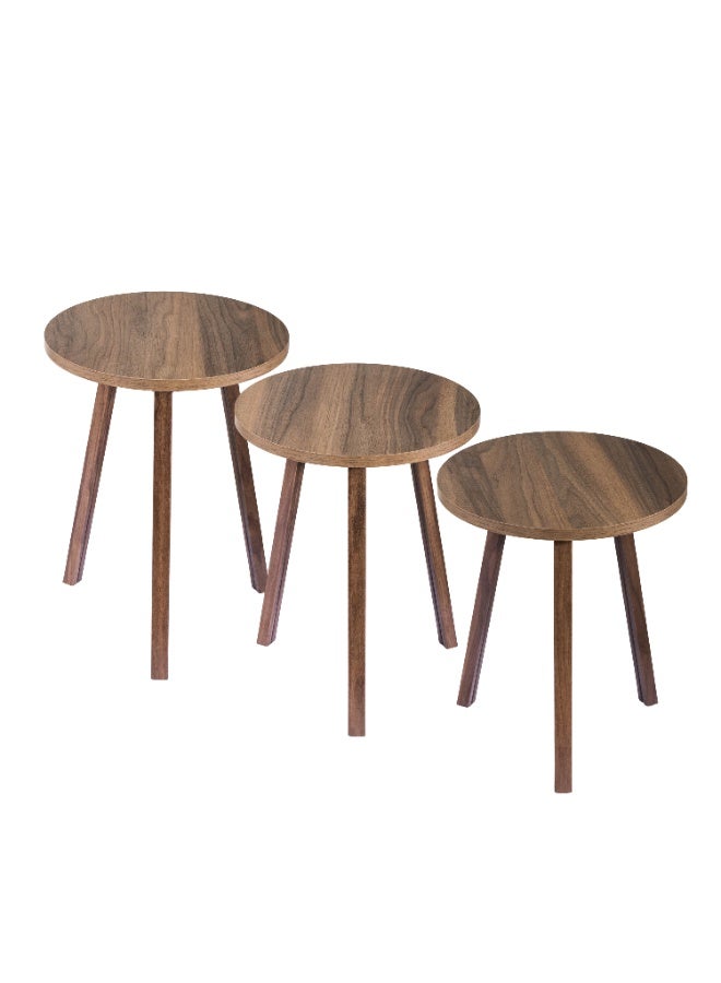 evistar 3-piece round table set made of high-quality Turkish wood with a modern design - Image 2