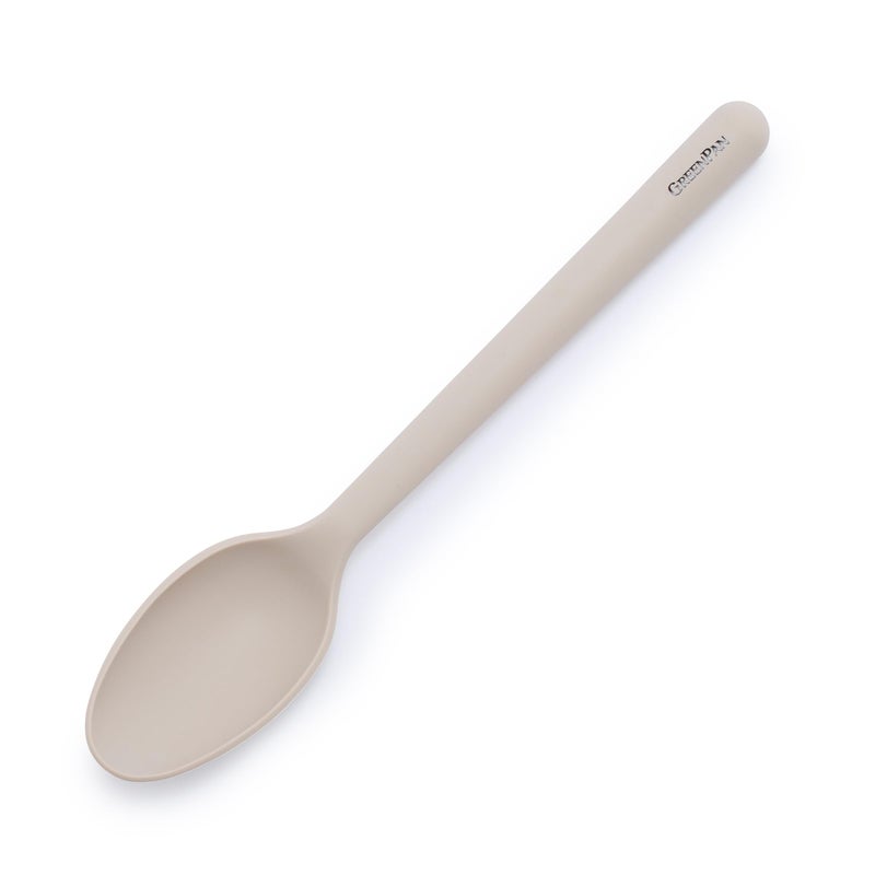 GreenPan Silicone Ultimate Spoon Mixing Stirring Serving Cooking Kitchen Utensil Flexible Rubber Nonstick Cookware Rigid Steel Core HeatResistant AntiSlip Handle BPAFree Dishwasher Safe Taupe - Image 2