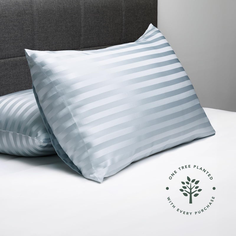 Fishers Finery 30mm 100% Pure Mulberry Silk Pillowcase Set  Good Housekeeping Quality Tested (Blue Stripe  Standard  2 Pack) - Image 3