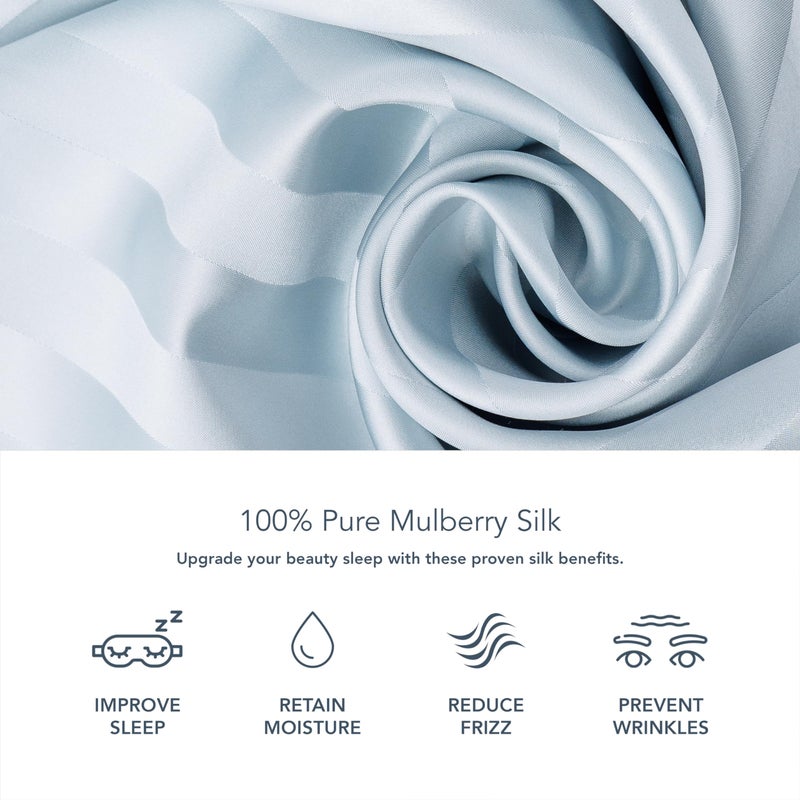 Fishers Finery 30mm 100% Pure Mulberry Silk Pillowcase Set  Good Housekeeping Quality Tested (Blue Stripe  Standard  2 Pack) - Image 5