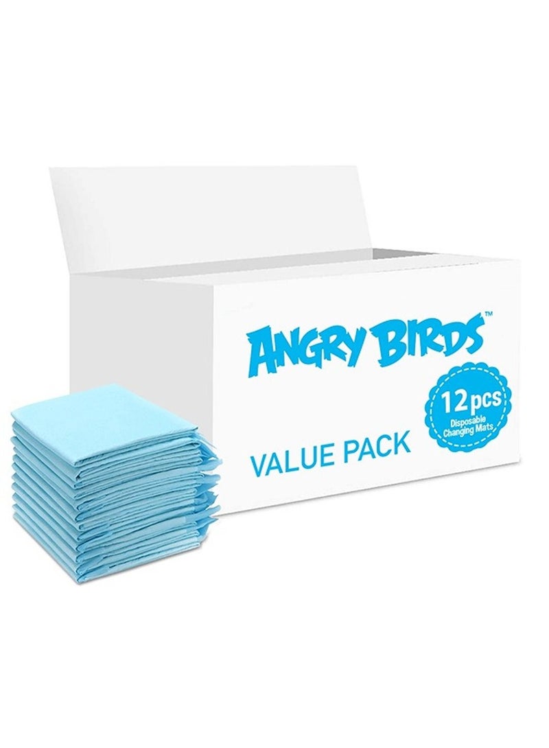 Angry Bird Disposable Changing Mats, 12 Counts, Soft Waterproof Mat, Portable Leak Proof Changing Mat, New Mom Leak Proof Under pad, Mattress Table Protector Pad - Image 1