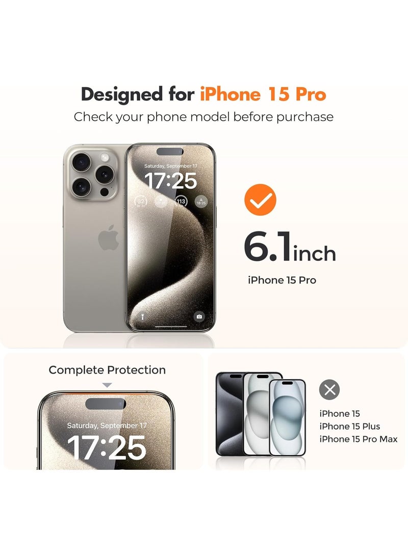 URBBKING Pack Of 2 Screen Protector Tempered Glass for iPhone 15 Pro - Image 2