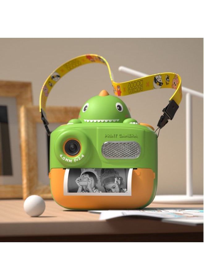 Generic Children's Printing Camera Polaroid HD SLR Dual Lens Photo-taking Video Camera Toy-Color:k64 Dinosaur 2 Roll Photo Paper (no Card Memory)  - Image 1