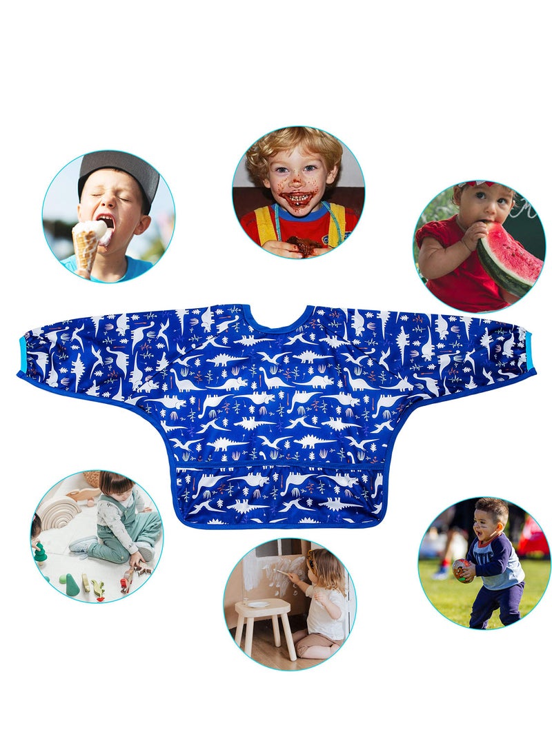 KASTWAVE Baby Bibs for Boys Girls - Long Sleeve Bib, Eating Smock Bibs, Baby Bibs, Weaning Bib, Smock Bibs, Mess Proof Baby Bib, Full Sleeve Bib Outfit, Waterproof Sleeved Bib, Machine Washable  - Image 2