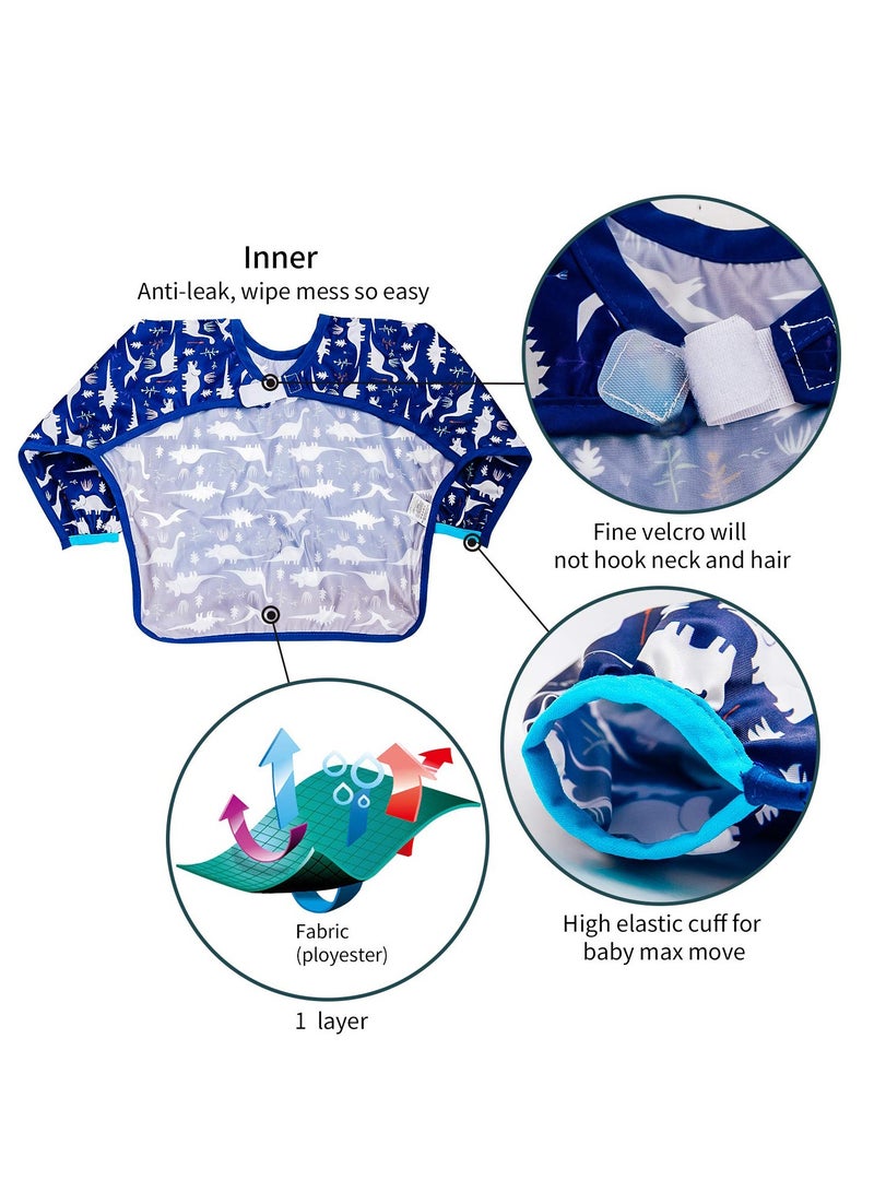 KASTWAVE Baby Bibs for Boys Girls - Long Sleeve Bib, Eating Smock Bibs, Baby Bibs, Weaning Bib, Smock Bibs, Mess Proof Baby Bib, Full Sleeve Bib Outfit, Waterproof Sleeved Bib, Machine Washable  - Image 3