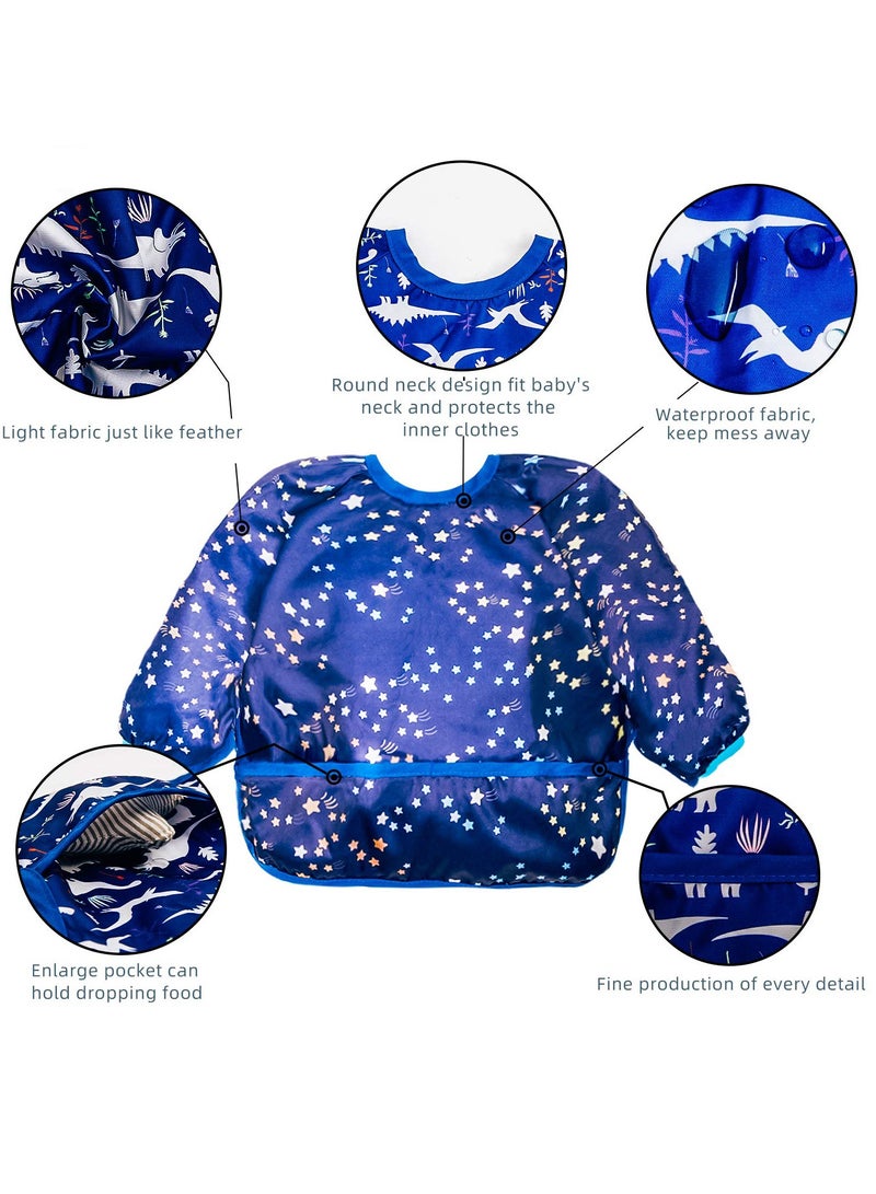 KASTWAVE Baby Bibs for Boys Girls - Long Sleeve Bib, Eating Smock Bibs, Baby Bibs, Weaning Bib, Smock Bibs, Mess Proof Baby Bib, Full Sleeve Bib Outfit, Waterproof Sleeved Bib, Machine Washable  - Image 4