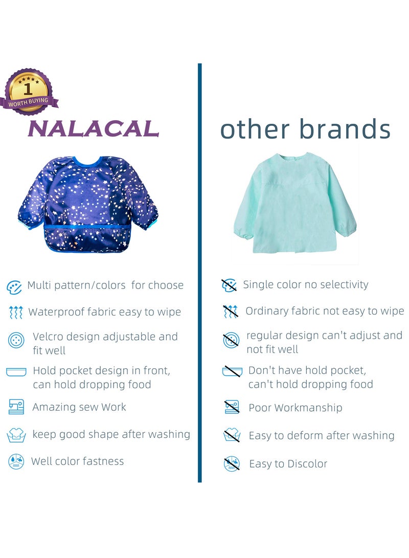 KASTWAVE Baby Bibs for Boys Girls - Long Sleeve Bib, Eating Smock Bibs, Baby Bibs, Weaning Bib, Smock Bibs, Mess Proof Baby Bib, Full Sleeve Bib Outfit, Waterproof Sleeved Bib, Machine Washable  - Image 5