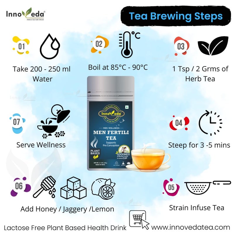 INNOVEDA Men Fertility Improviser Herbal Tea Balancing Hormone Helps With Vitality, Strength|Maca Root, Pellitory, Tribulus, Saffron 60 Gram - Image 4