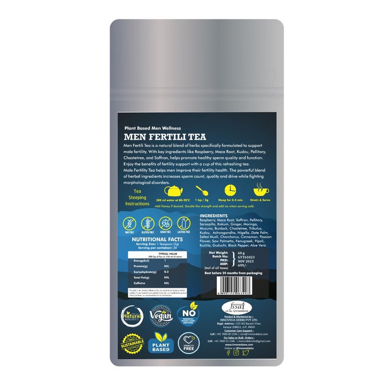 INNOVEDA Men Fertility Improviser Herbal Tea Balancing Hormone Helps With Vitality, Strength|Maca Root, Pellitory, Tribulus, Saffron 60 Gram - Image 5