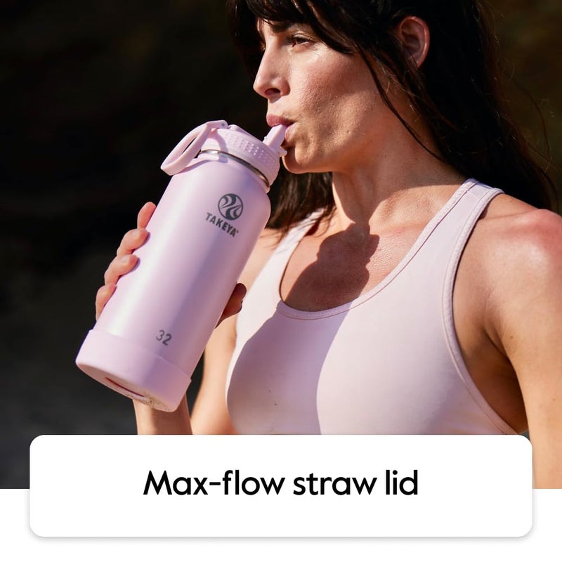 Takeya Actives Water Bottle With Straw Lid - Durable & Easy-Care Water Bottle With Stainless Steel Insulation - Bpa-Free Lid With Carry Handle & Straw - Dishwasher-Safe - 18 Oz  Bluestone - Image 3