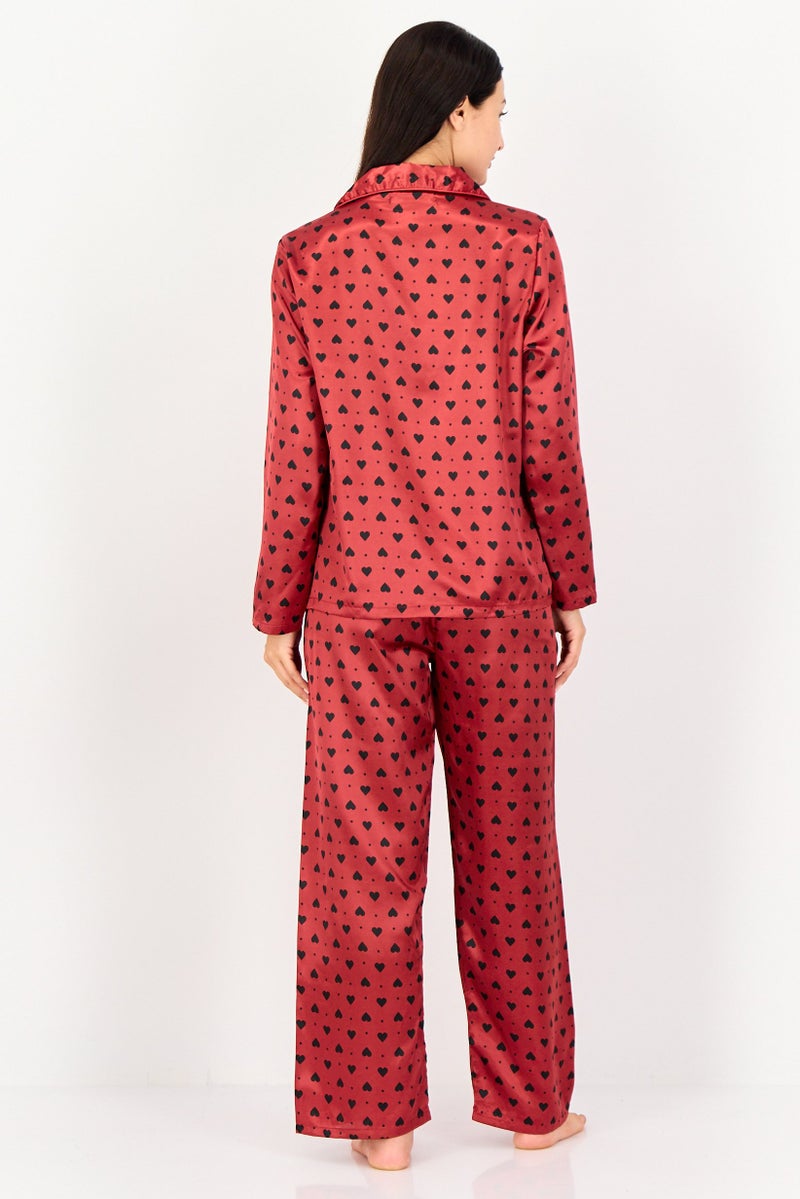 bebe Women 2 Pcs Allover Print Long Sleeve Top And Bottom Pajama Set, Multicolor - Image 3