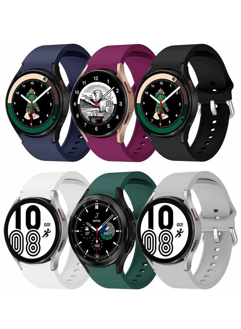 6 Pack Bands Galaxy Watch 4 Bands Compatible with Samsung Galaxy Watch 4 40mm 44mm Colorful Buckle for Women Men (Size:S) - Image 1