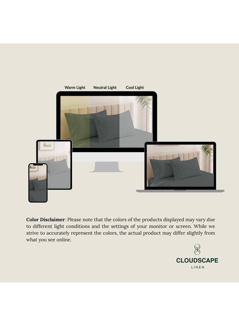 كلاود سكيب لينين Cloud Scape Linen 600 Thread Count Egyption Cotton 2 Pillowcases Set (Standard, Charcoal) - Image 5