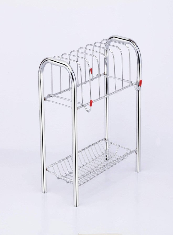 WayMore Finish Stainless Steel Cup and Saucer Stand/Cup Saucer Holder for 6 Cups, 6 Plate and Cutlery Trey - Image 2
