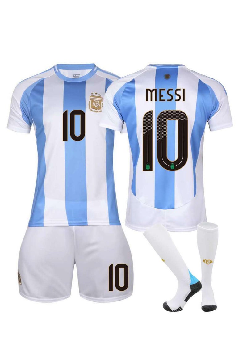 Kids Football Jersey Set, MESSI No.10 Soccer Jersey,Kids & Youth Sizes 24 Yard  - Image 1