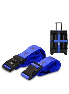 Rubik Luggage Straps 2 Pack Adjustable Buckle Packing Belt with combination lock for Travel Suitcases bags (Blue)  - Image 1