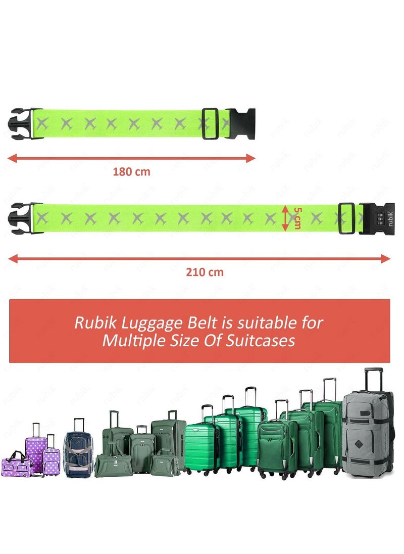 Rubik Luggage Straps 2 Pack Adjustable Buckle Packing Belt with combination lock for Travel Suitcases bags (Blue)  - Image 2