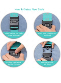Rubik Luggage Straps 2 Pack Adjustable Buckle Packing Belt with combination lock for Travel Suitcases bags (Blue)  - Image 4