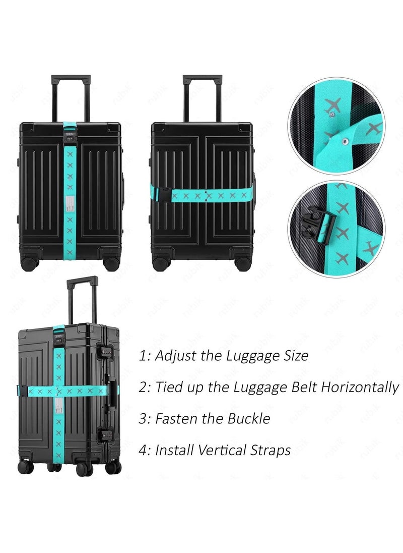Rubik Luggage Straps 2 Pack Adjustable Buckle Packing Belt with combination lock for Travel Suitcases bags (Blue)  - Image 5