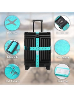 Rubik Luggage Straps 2 Pack Adjustable Buckle Packing Belt with combination lock for Travel Suitcases bags (Blue)  - Image 3