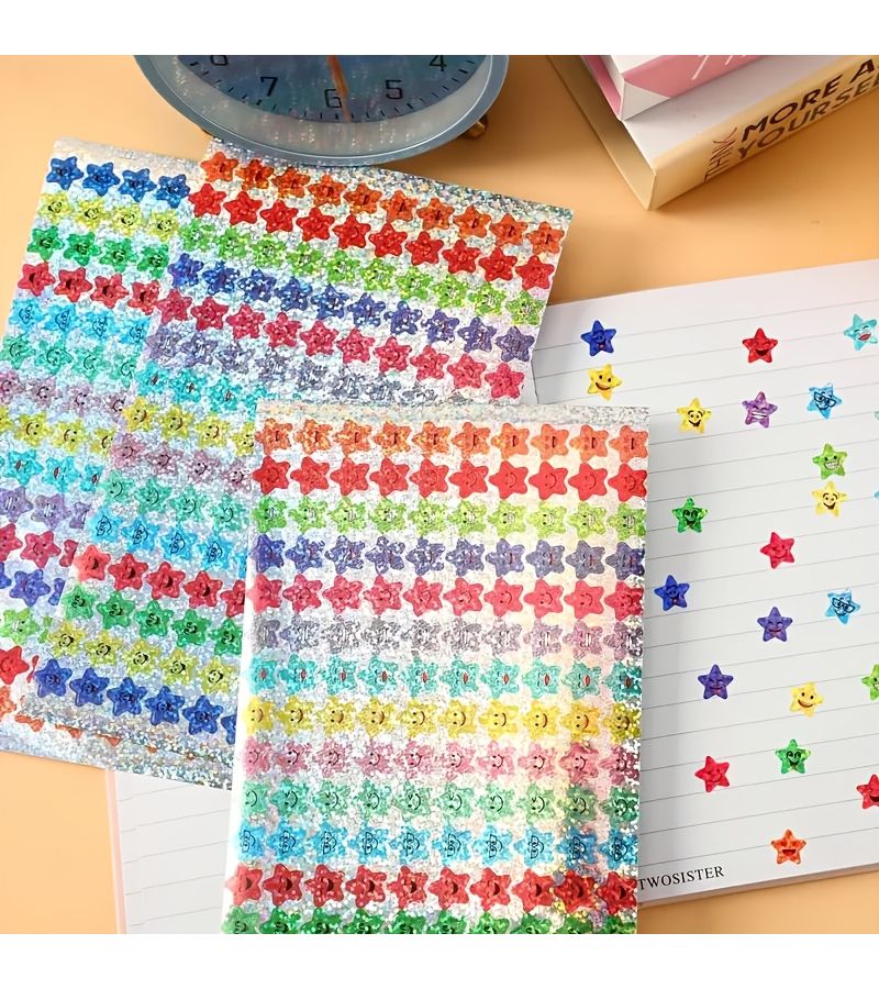 Shining Star Stickers Multiple Joyful Face Designs Self Adhesive Teacher Supplies 3000 Pieces For Reward Behavior Sheets Friendship Interaction New Year Halloween Christmas Gifts - Image 1