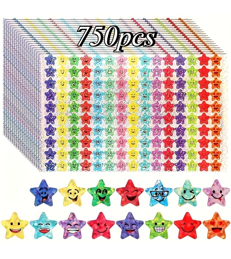 Shining Star Stickers Multiple Joyful Face Designs Self Adhesive Teacher Supplies 3000 Pieces For Reward Behavior Sheets Friendship Interaction New Year Halloween Christmas Gifts - Image 5