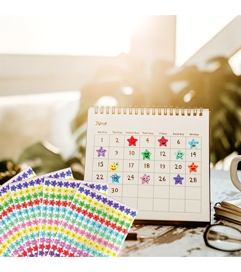 Shining Star Stickers Multiple Joyful Face Designs Self Adhesive Teacher Supplies 3000 Pieces For Reward Behavior Sheets Friendship Interaction New Year Halloween Christmas Gifts - Image 2