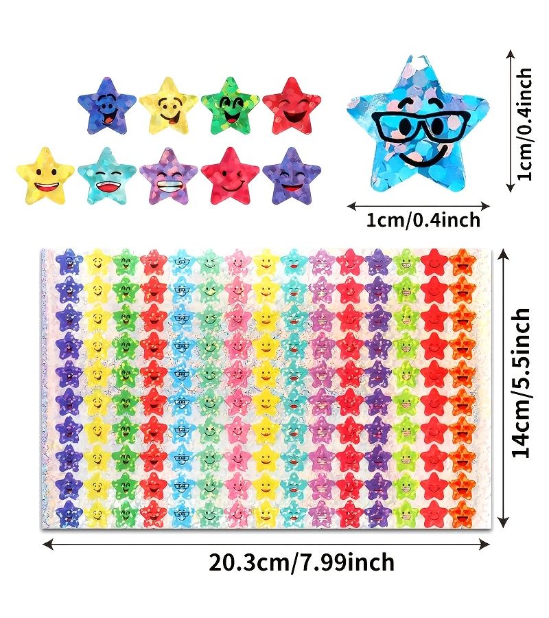 Shining Star Stickers Multiple Joyful Face Designs Self Adhesive Teacher Supplies 3000 Pieces For Reward Behavior Sheets Friendship Interaction New Year Halloween Christmas Gifts - Image 4