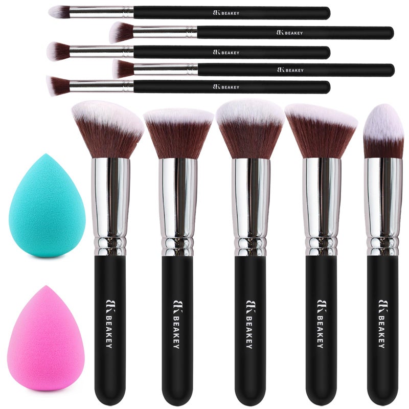 BEAKEY Professional Makeup Brush Set, Ultimate Glamour Make up Brushes for Eye and Face, Foundation, Eyeshadow, Eye Shadow, Concealer, with 2 Blender Sponge for Flawless Application - Image 1