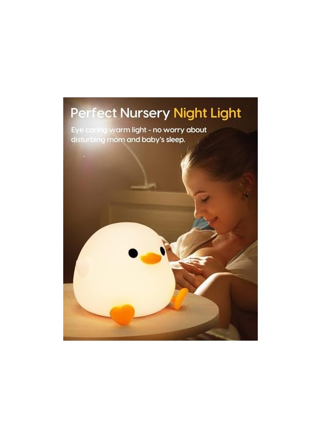 The Bros Duck Night Light,Duck Lamp for Kids,Soft Silicone USB Rechargeable Night Lamp,Animal Night Lamp for Children,Touch Control Dimming with Timer,Night Lamp Portable Night Light Children's Room - Image 4