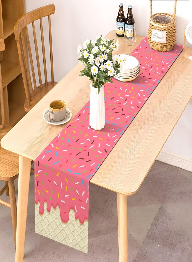 Pudodo Ice Cream Table Runner Donut Dessert Themed Girls Birthday Baby Shower Party Decoration Kitchen Dining Room Home Decor - Image 2