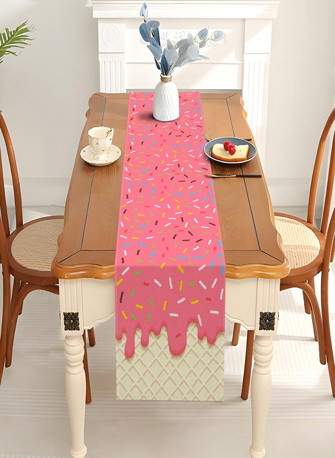 Pudodo Ice Cream Table Runner Donut Dessert Themed Girls Birthday Baby Shower Party Decoration Kitchen Dining Room Home Decor - Image 4