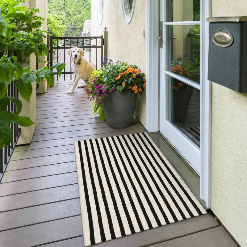 OJIA Front Door Mat 24"x51", Machine Washable Porch Rugs Indoor Outdoor Outside Layered Doormat Striped Front Door Rug Cotton Woven Entryway Rug for Kitchen/Bathroom/Farmhouse/Home Entrance Decor - Image 5