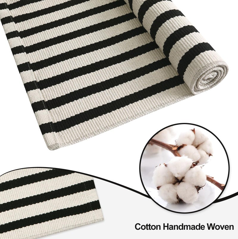 OJIA Front Door Mat 24"x51", Machine Washable Porch Rugs Indoor Outdoor Outside Layered Doormat Striped Front Door Rug Cotton Woven Entryway Rug for Kitchen/Bathroom/Farmhouse/Home Entrance Decor - Image 3