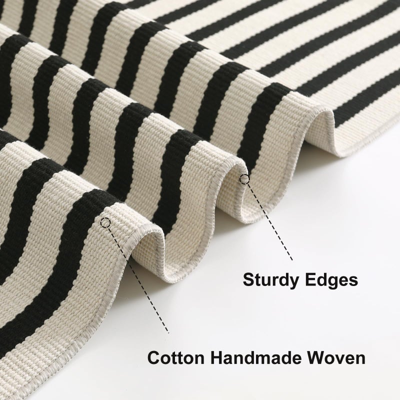 OJIA Front Door Mat 24"x51", Machine Washable Porch Rugs Indoor Outdoor Outside Layered Doormat Striped Front Door Rug Cotton Woven Entryway Rug for Kitchen/Bathroom/Farmhouse/Home Entrance Decor - Image 4