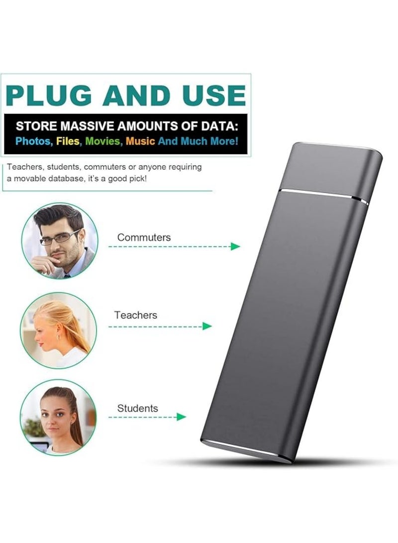 Aookay 64GB External Hard Drive,Large Capacity Ultra Slim Portable Hard Shockproof Anti-Drop Drive External USB 3.1 Storage Compatible for PC, Desktop, Laptop, Harddrive (Silver) - Image 3