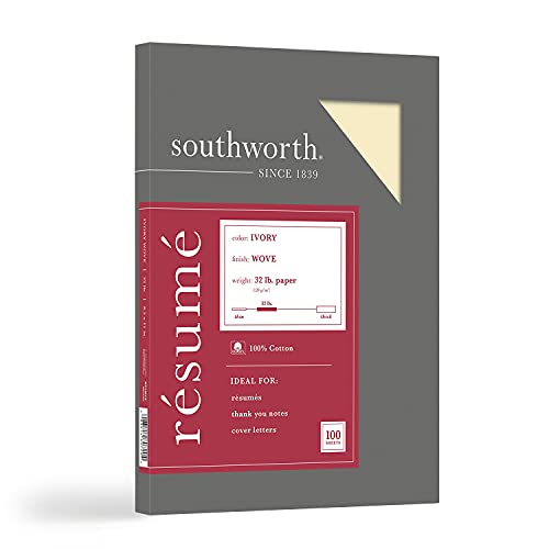 Southworth ورق السيرة الذاتية 100% قطن من ساوثوورث RD18ICF 32 رطل 8-1/2 × 11 عاجي منسوج 100/علبة - Image 2