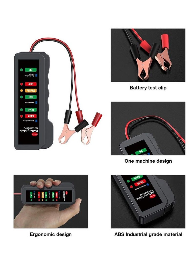 KASTWAVE 12V Car Battery Tester, Alternator Tester Automotive, Battery Checker, Analyzer to Check Alternator and Battery Charging System, LED Indication - Image 3
