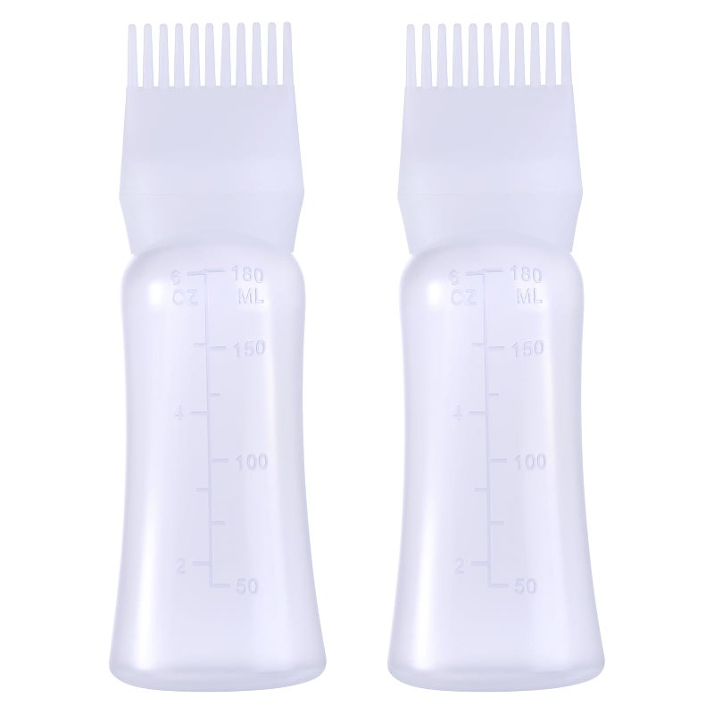 Dymoece Root Comb Applicator Bottle 6 Ounce Hair Oil Applicator for Hair Dye, Hair Oiler Comb Bottle with Graduated Scale - Image 1