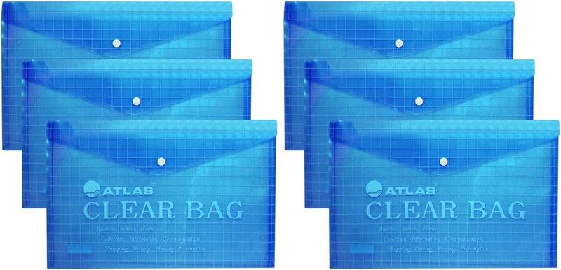 Atlas Clear Document Bag Folder - 6 Pcs Set